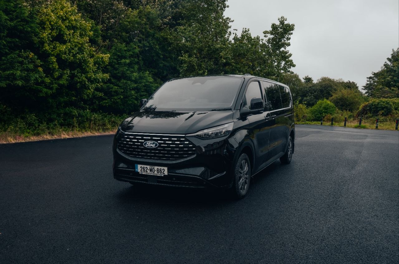 Black Ford Tourneo, front view